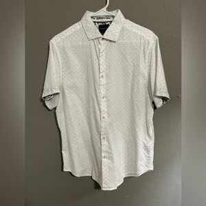 Denim & Flower White Shirt with Black Dots